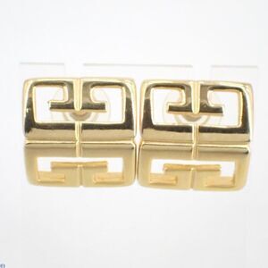 Vintage Givenchy Gold Square Logo Pierced Earrings ✨